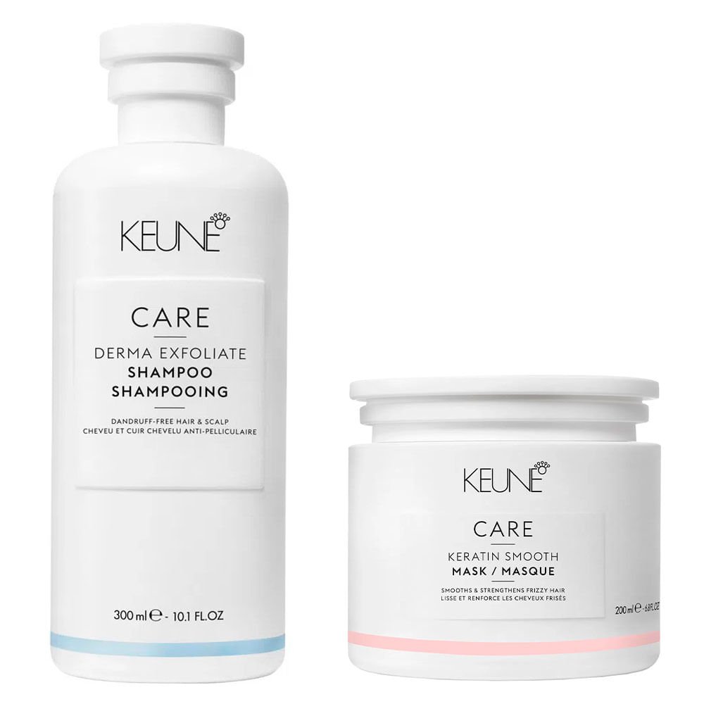 Keune Care Derma Exfoliate + Keratin Smooth Kit - Shampoo + Máscara ÚNICO 1