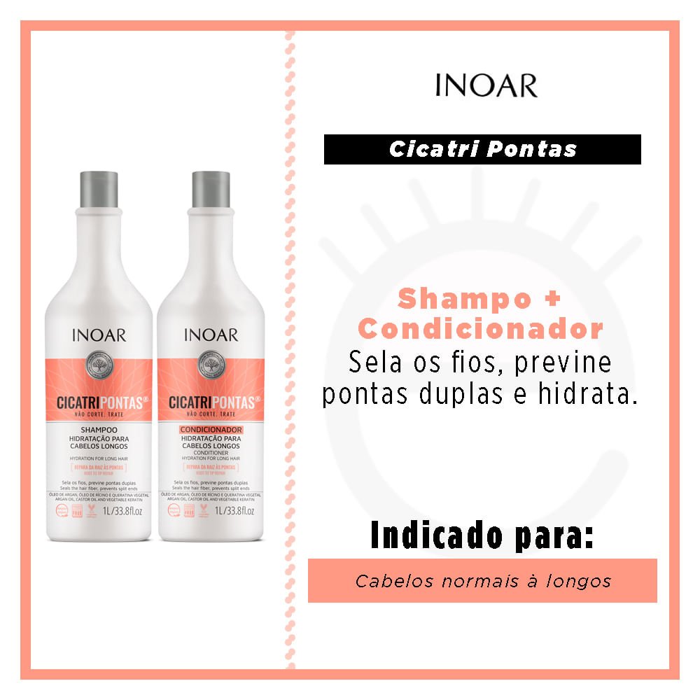 Inoar Cicatripontas Kit - Shampoo + Condicionador ÚNICO 2