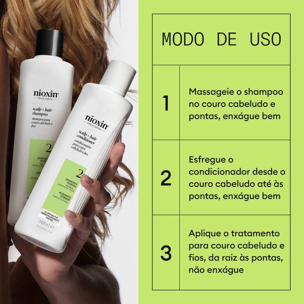 Nioxin System 2 Kit - Shampoo + Condicionador + Tratamento ÚNICO 3