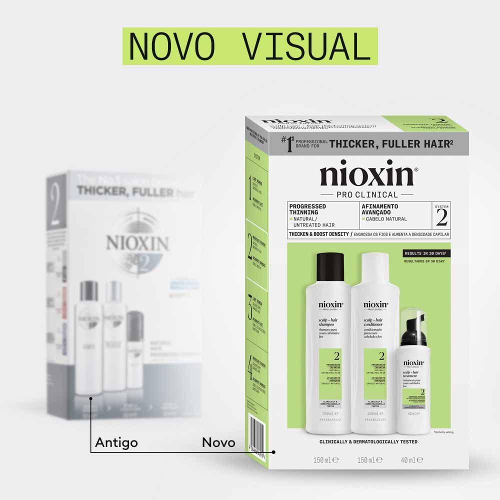 Nioxin System 2 Kit - Shampoo + Condicionador + Tratamento ÚNICO 6