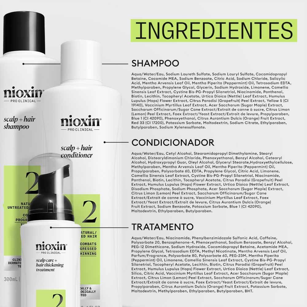 Nioxin System 2 Kit - Shampoo + Condicionador + Tratamento ÚNICO 8