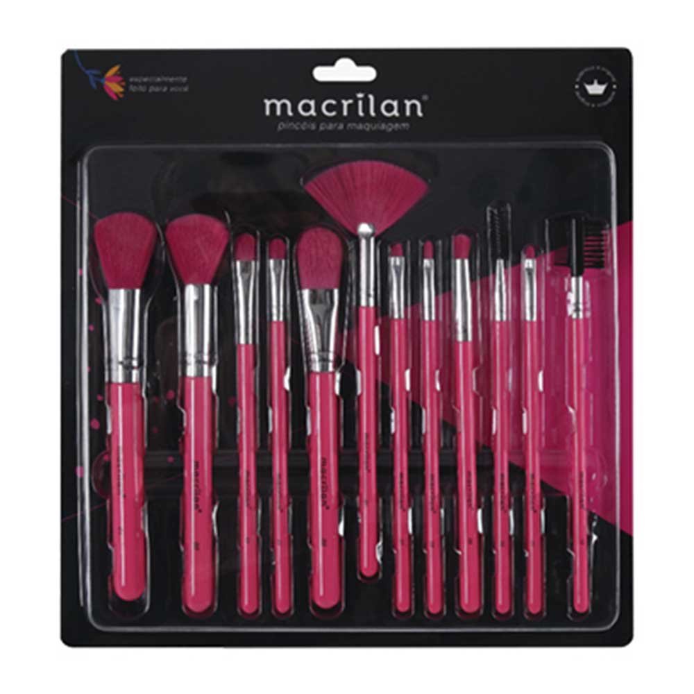 Macrilan EN001 Kit – 12 Pincéis de Maquiagem Rosa Neon ÚNICO 1