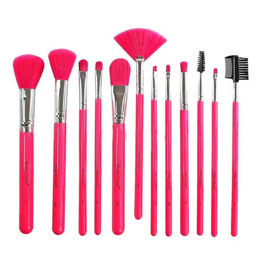 Macrilan EN001 Kit – 12 Pincéis de Maquiagem Rosa Neon ÚNICO 2
