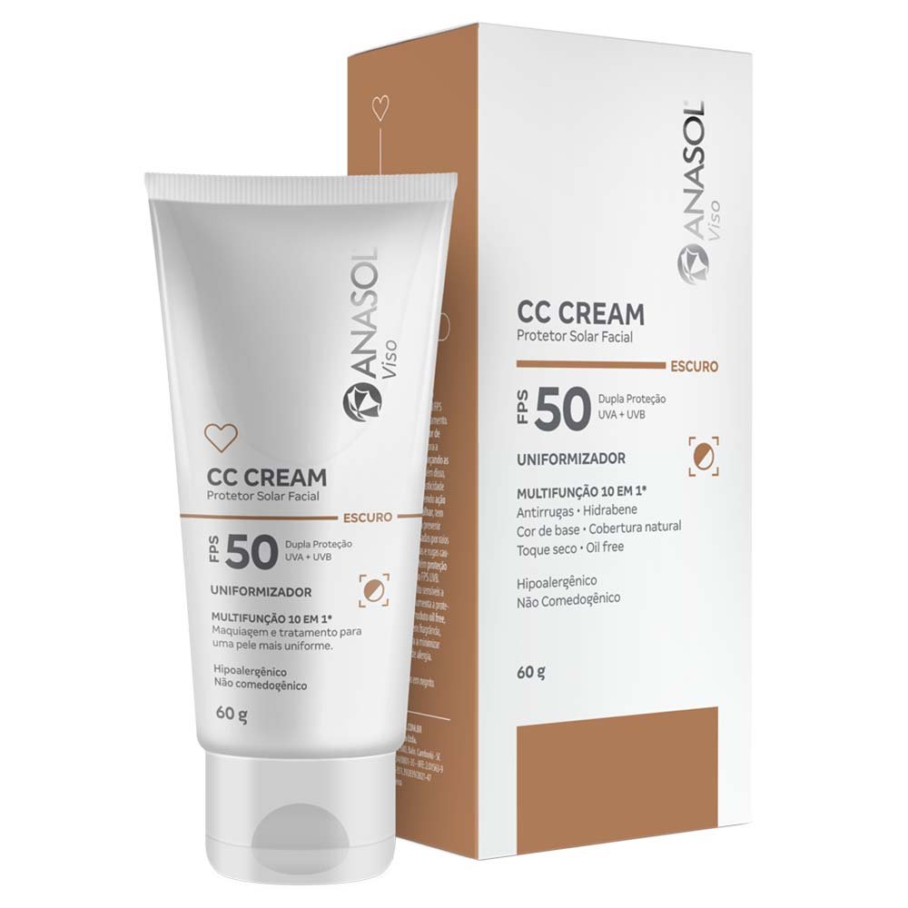 CC Cream Facial Anasol Viso FPS50 Escuro 4