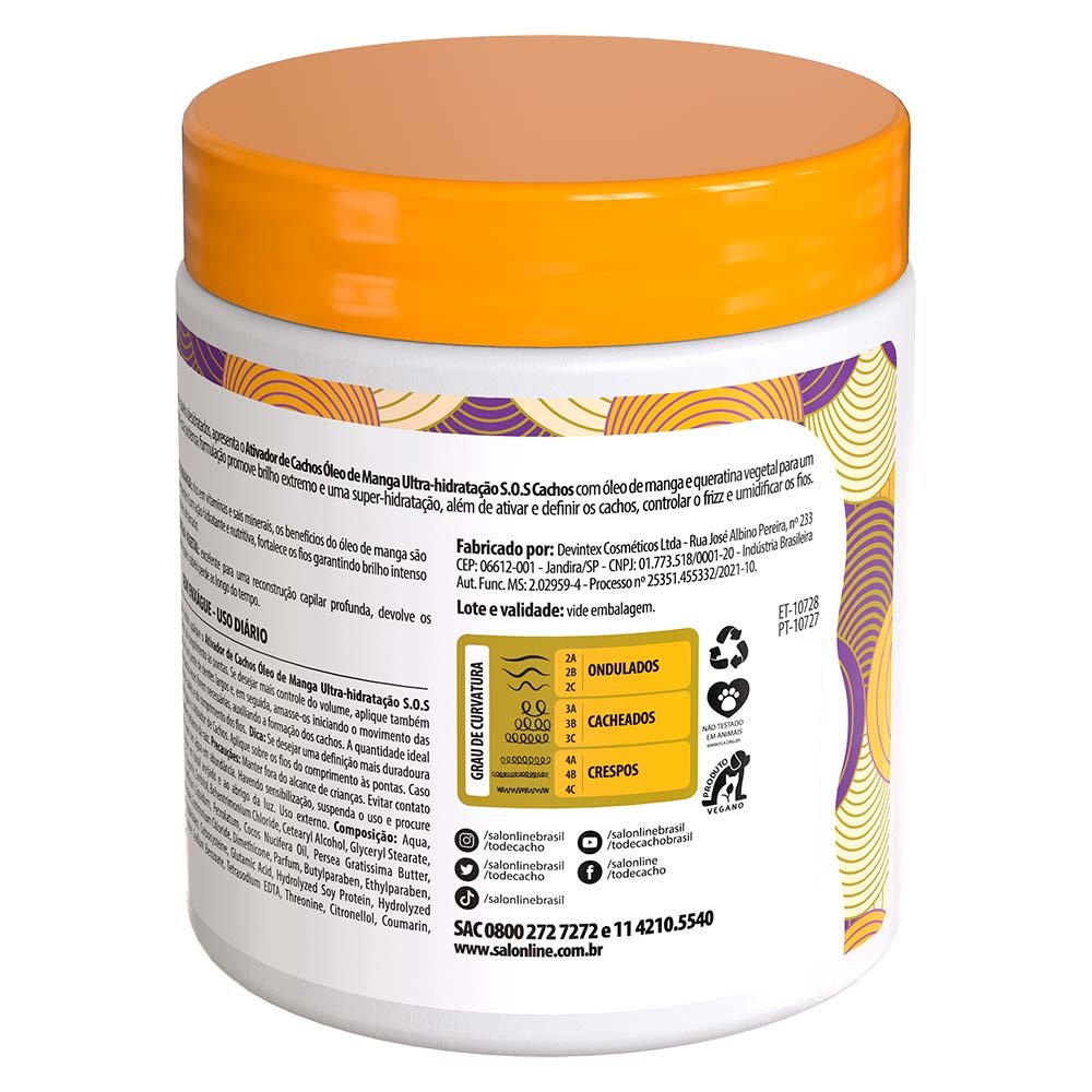 Salon Line S.O.S Cachos Óleo de Manga - Ativador de Cachos 500g 3