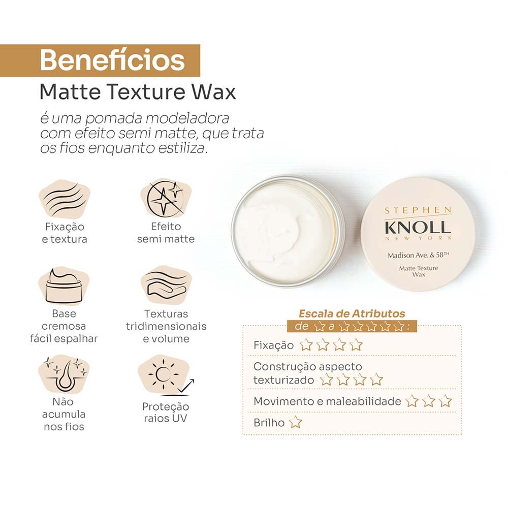 Pomada Modeladora Stephen Knoll Matte Texture Wax 50g 3