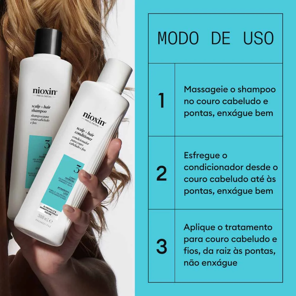 Nioxin System 3 Kit - Shampoo + Condicionador + Tratamento ÚNICO 3