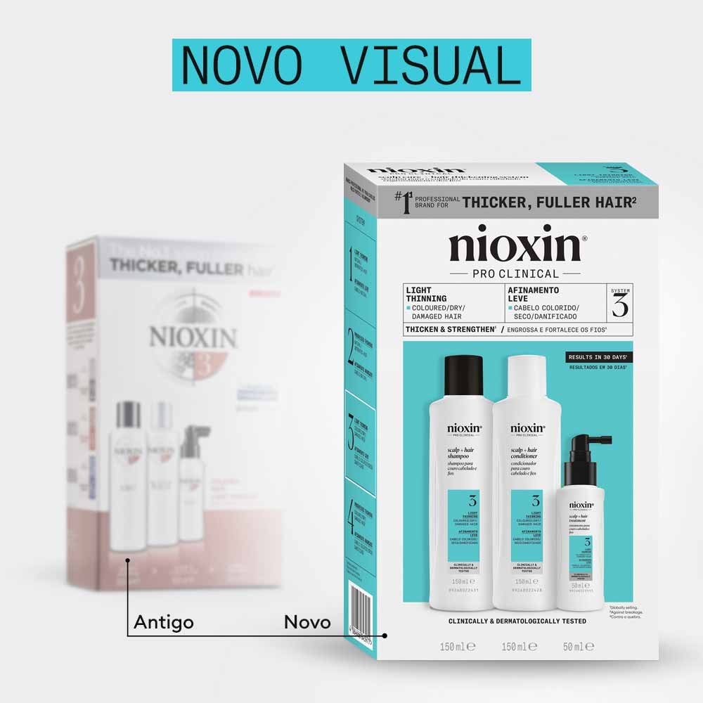 Nioxin System 3 Kit - Shampoo + Condicionador + Tratamento ÚNICO 5