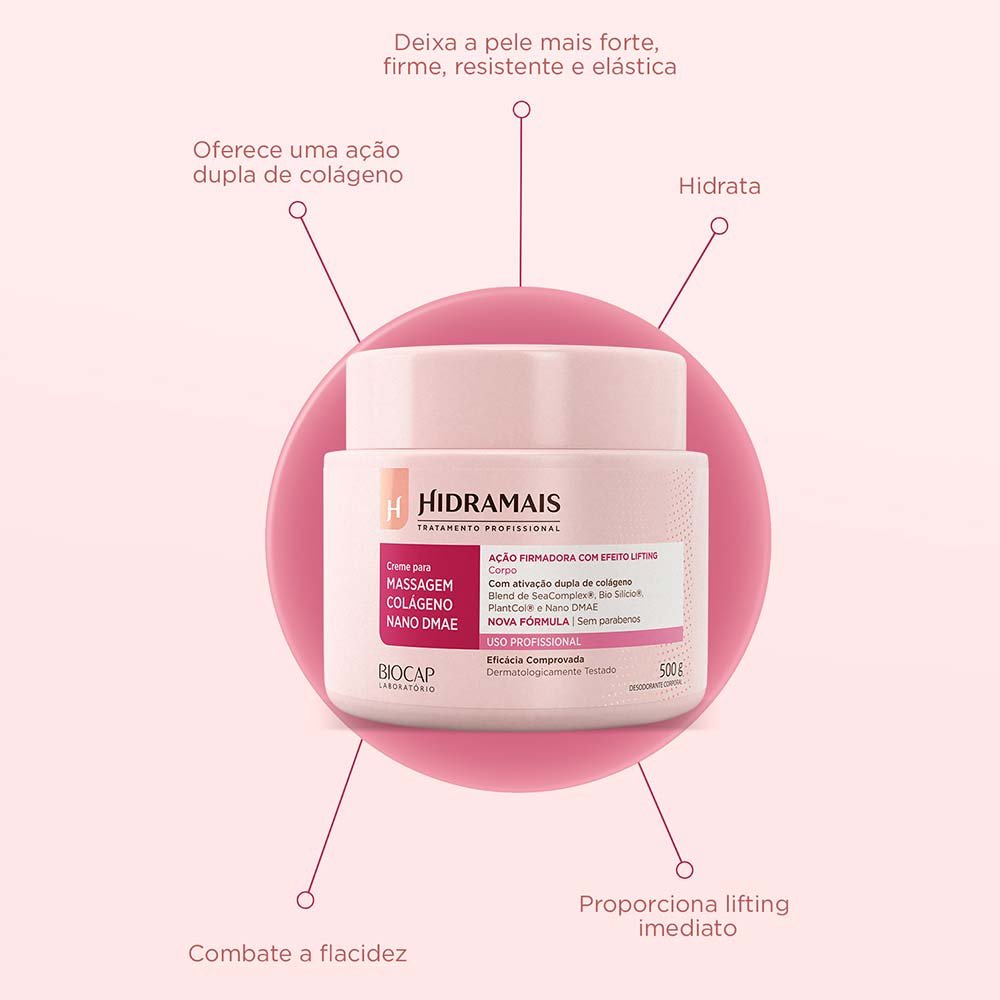 Creme para massagem Hidramais Colágeno Nano DMAE 500g 5