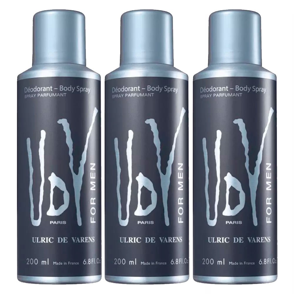 Kit Ulrich de Varens 3x Body Spray UDV For Men ÚNICO