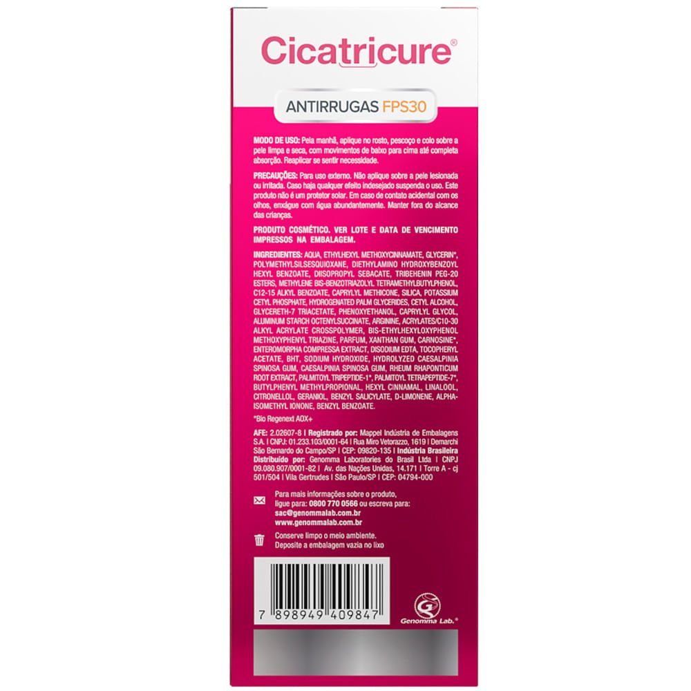 Creme Rejuvenescedor Cicatricure - Creme Facial Antissinais FPS30 50g 2