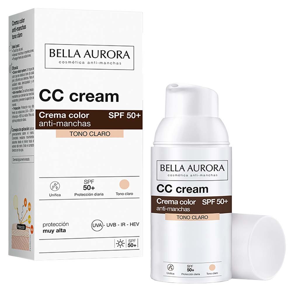 Creme Anti-Manchas com Cor Bella Aurora CC Cream FPS50 Clara 2