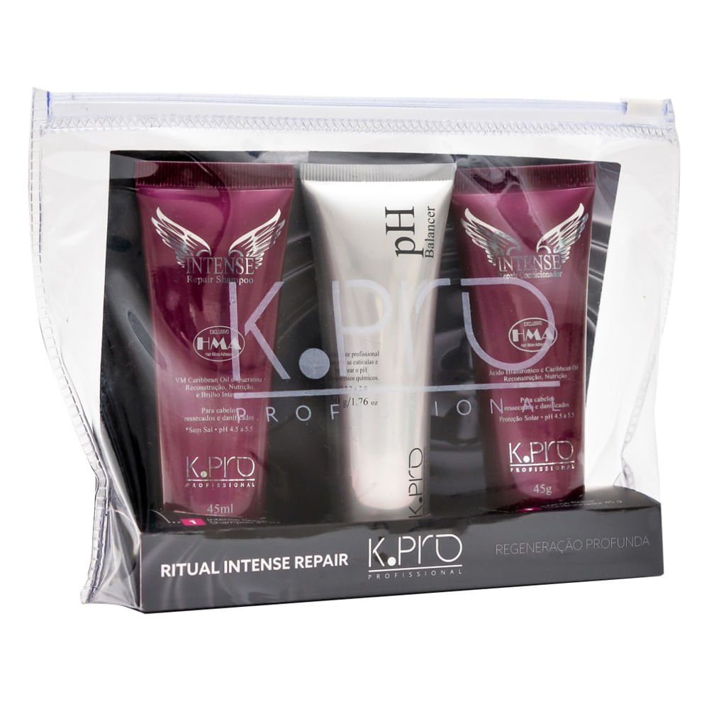 K-Pro Ritual Intense Repair Kit - Shampoo + pH Balancer + Condicionador ÚNICO 1