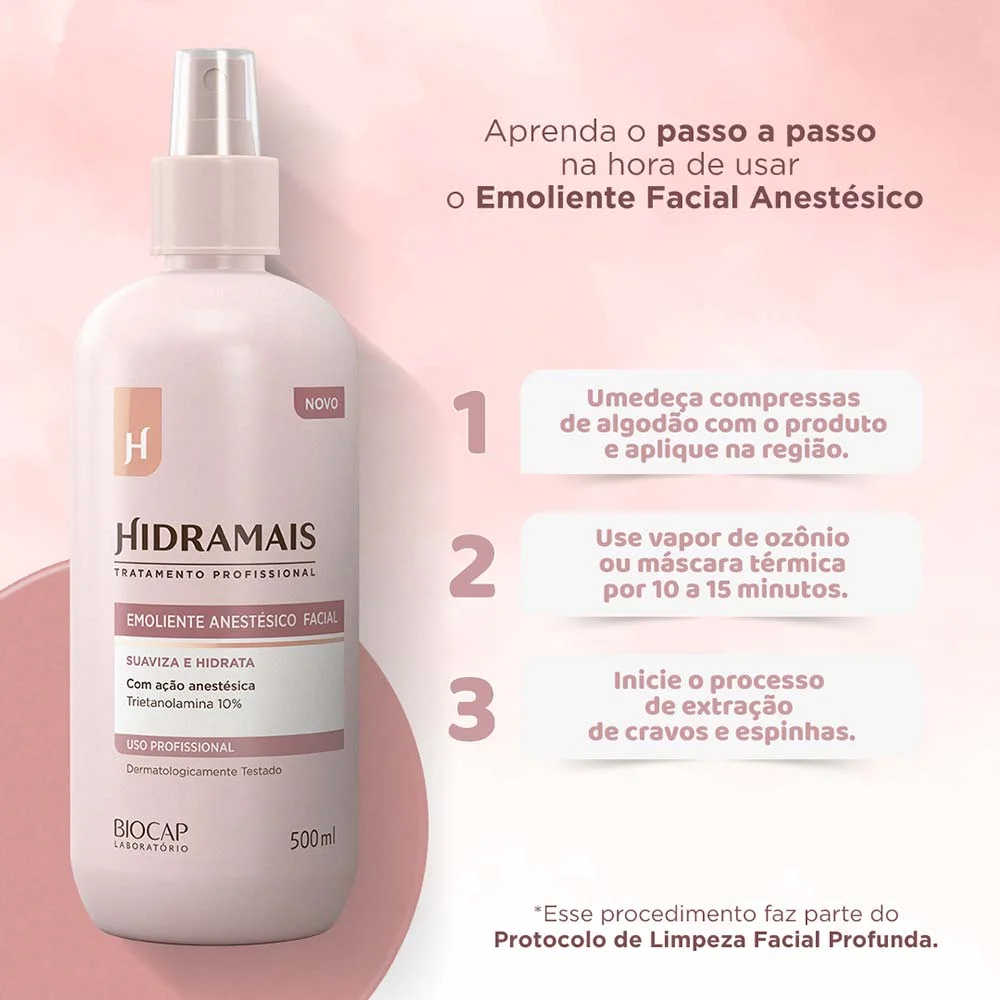 Emoliente Anestésico Facial Hidramais 500ml 3