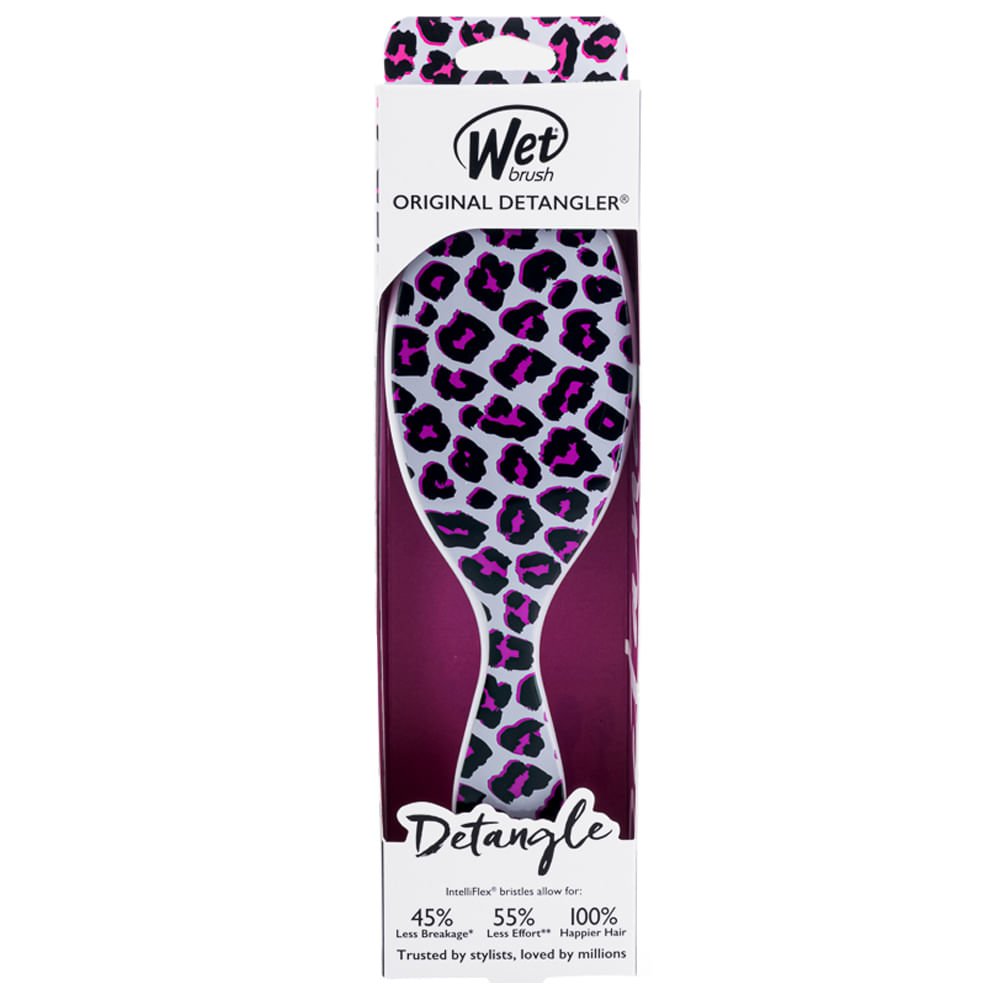 Escova De Cabelo Wetbrush Original Detangler Safari Leopardo Rosa 1