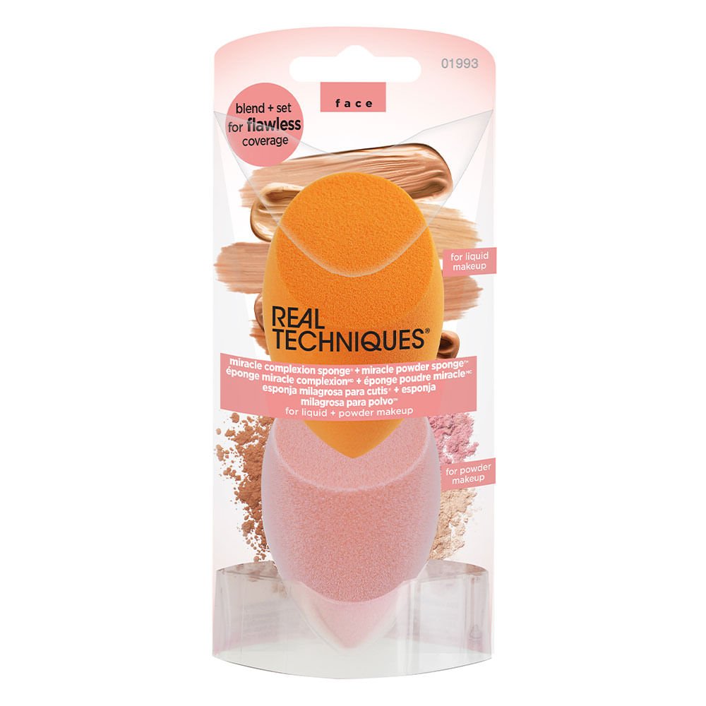 Real Techniques  Esponjas Kit – Esponja para Base + Esponja para Pó ÚNICO 3