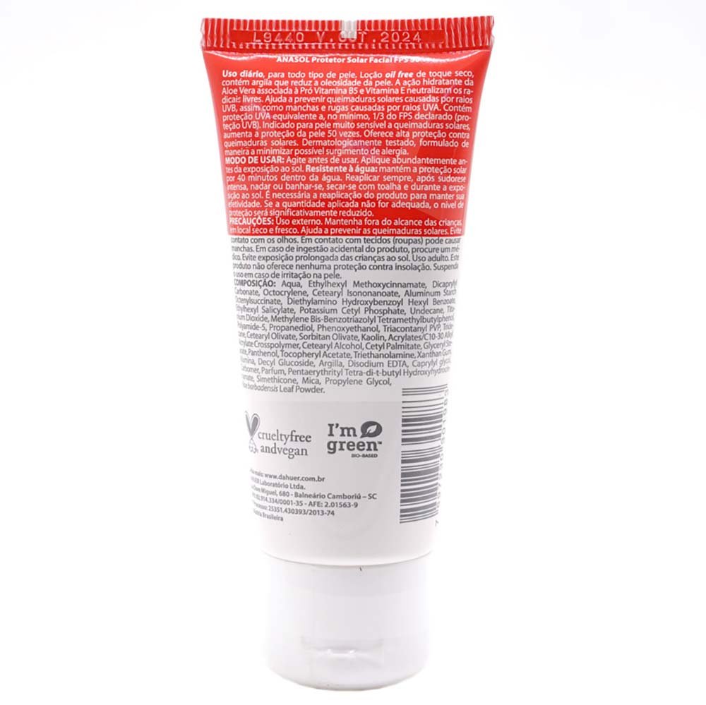 Protetor Solar Facial FPS 50 Anasol 60g 2
