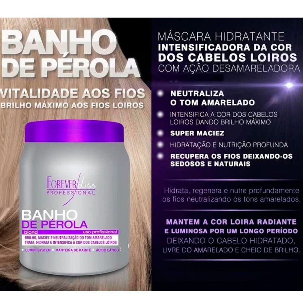 Forever Liss Banho de Pérola Loiro Brilhante - Máscara Hidratante 1Kg 2