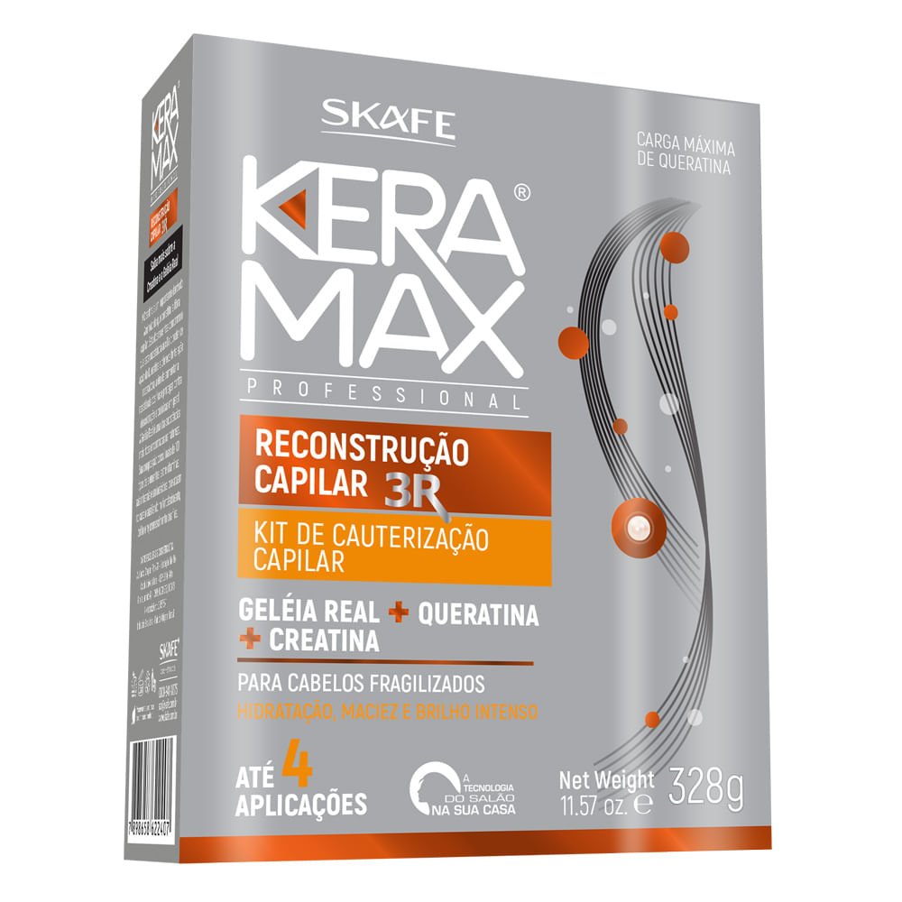 Skafe Reconstrução Capilar 3R Cauterização Kit - Shampoo + Concentrado + Condicionador + Leave-In ÚNICO 1