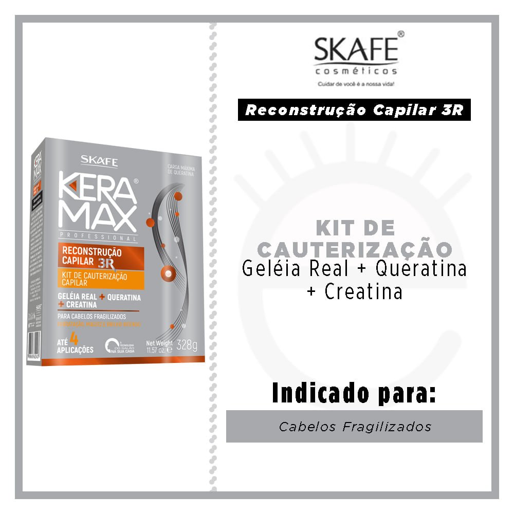 Skafe Reconstrução Capilar 3R Cauterização Kit - Shampoo + Concentrado + Condicionador + Leave-In ÚNICO 2