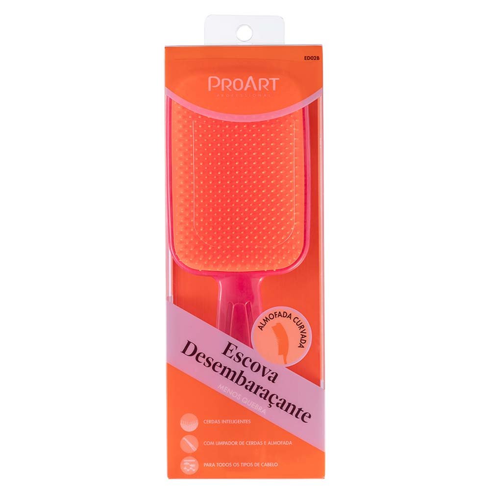 Escova de Cabelo Desembaraçante ProArt Rosa e Laranja