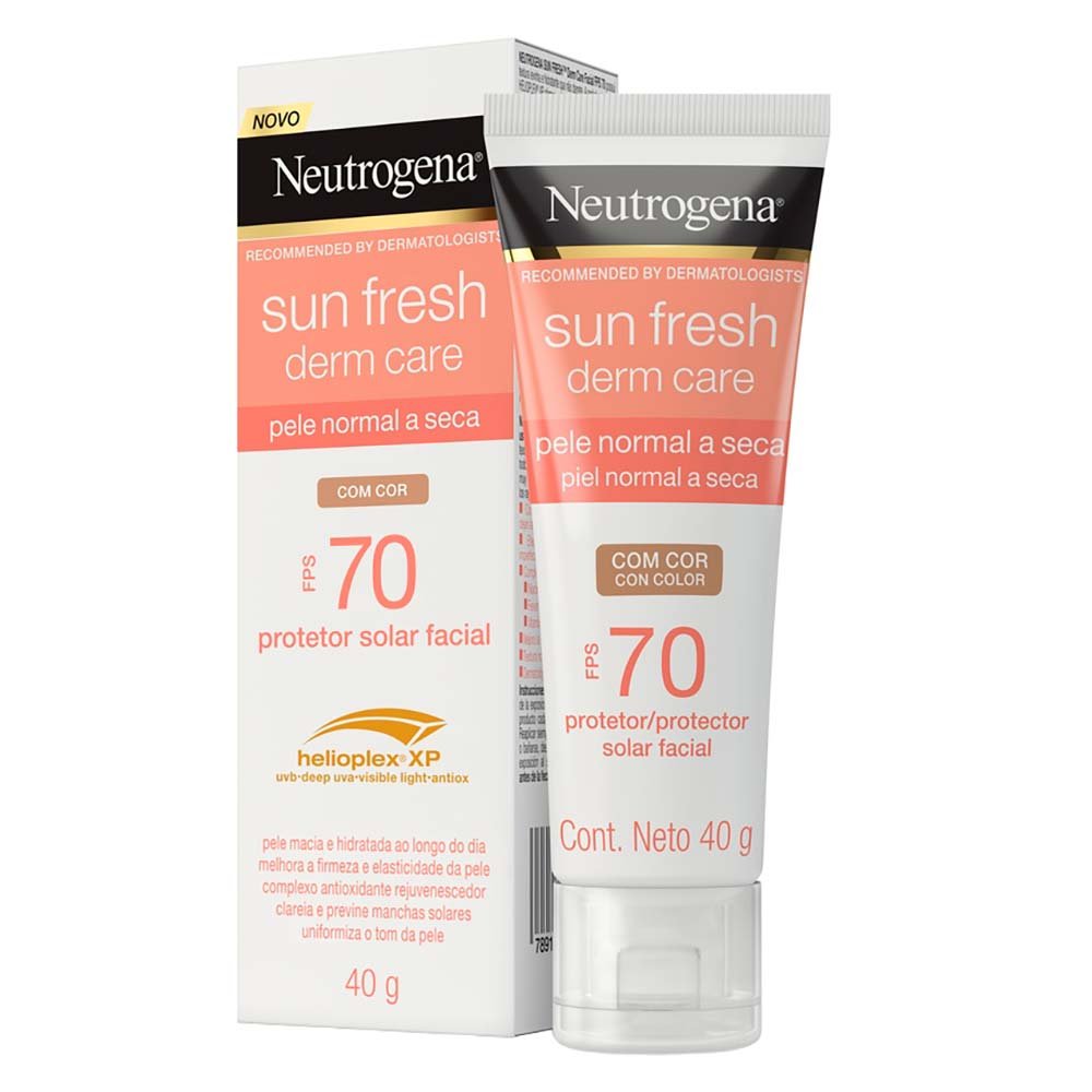 Protetor Solar Facial com Cor Neutrogena Sun Fresh Derm Care FPS70 – Pele Normal a Seca ÚNICO 2