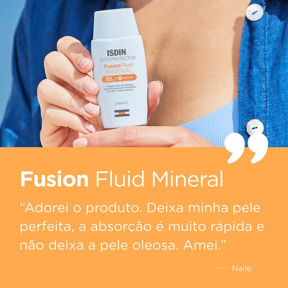 Protetor Solar Facial Isdin - Fusion Fluid Mineral FPS 50 50ml 5