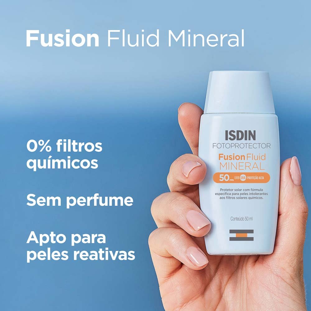 Protetor Solar Facial Isdin - Fusion Fluid Mineral FPS 50 50ml 7