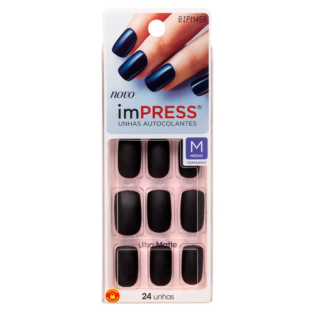 Unhas Postiças imPress Matte Color Médio Preto 1