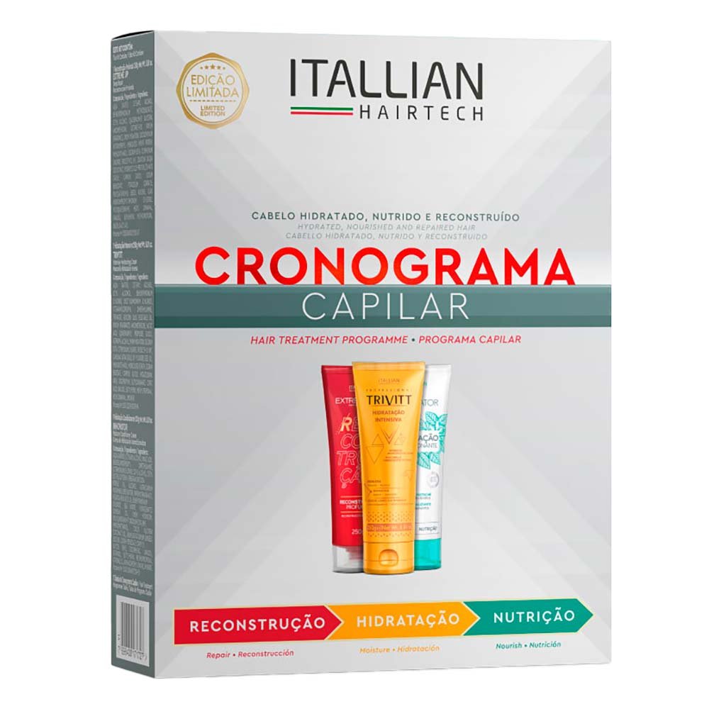 Trivitt Cronograma Capilar Itallian Hairtech Kit Com Três Máscaras