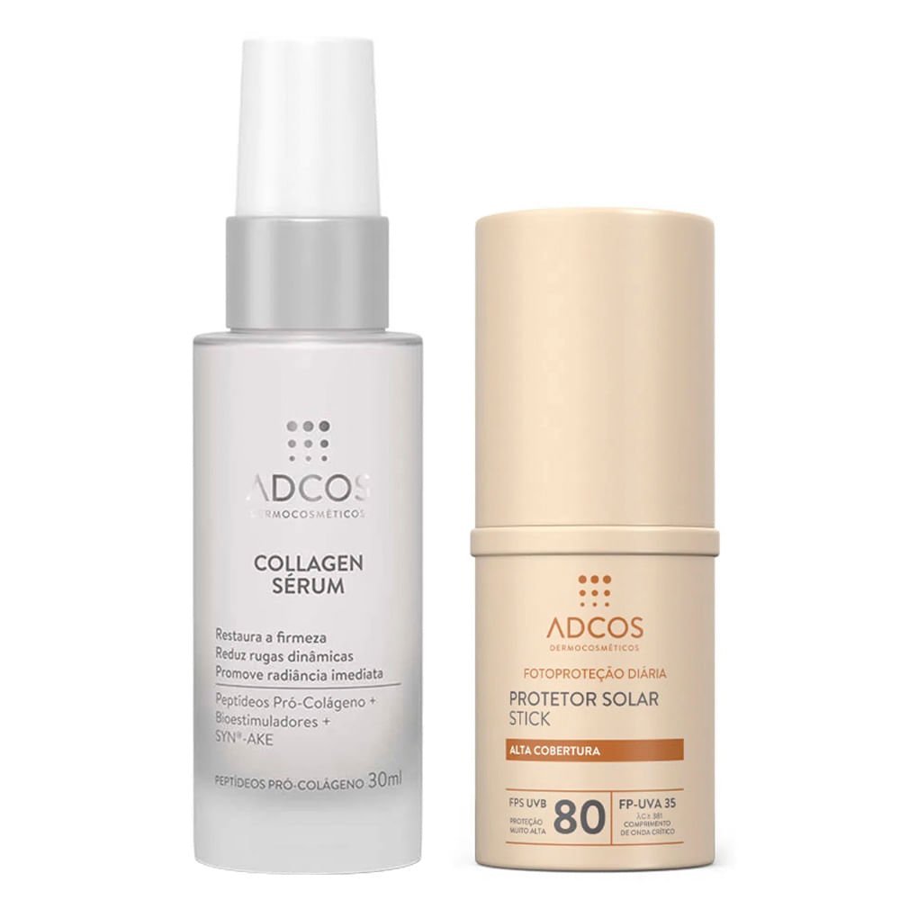 Adcos Dermocosméticos Kit - Sérum Facial + Protetor Solar Stick Com Cor Beige