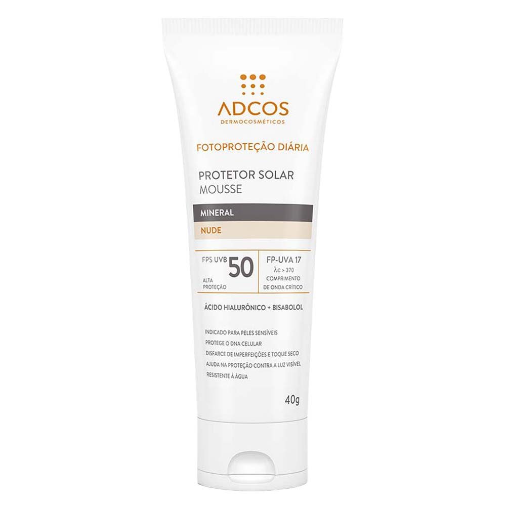 Protetor Solar Facial Mousse com Cor Adcos - Mineral FPS50 Nude 1