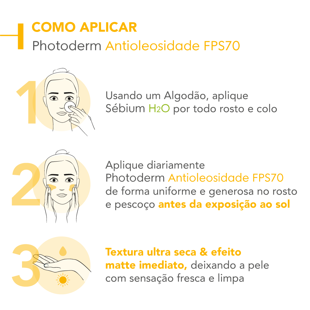 Protetor Solar Facial com Cor Bioderma Photoderm Antioleosidade FPS 70 3 Médio 6