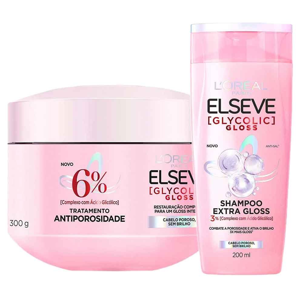 Elseve Glycolic Gloss Kit - Shampoo + Creme de Tratamento ÚNICO 1