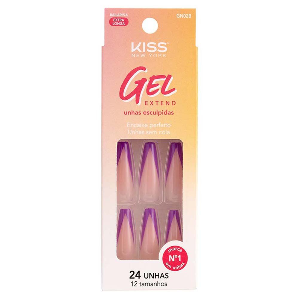 Unhas Postiças Kiss New York - Gel Extend New Purple ÚNICO 1
