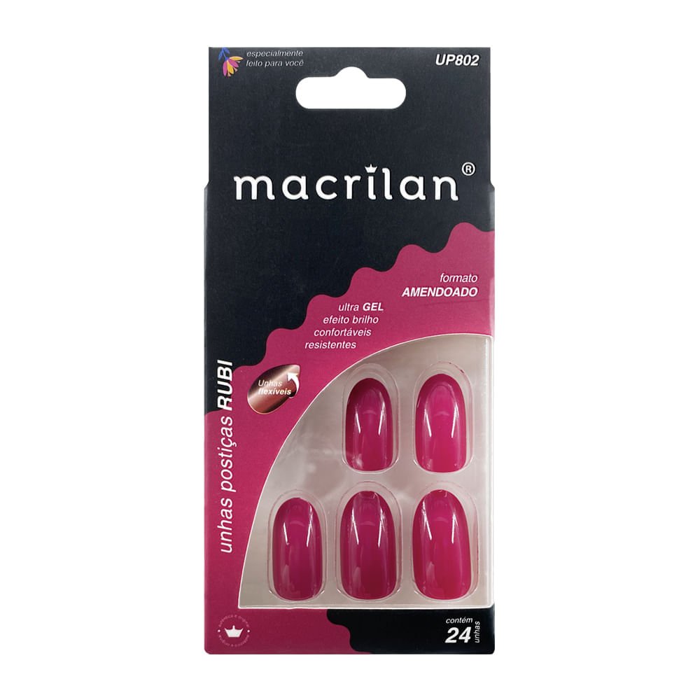Unhas Postiças Macrilan Formato Amendoado UP802 - Rubi 1