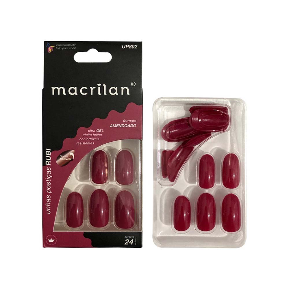Unhas Postiças Macrilan Formato Amendoado UP802 - Rubi 3
