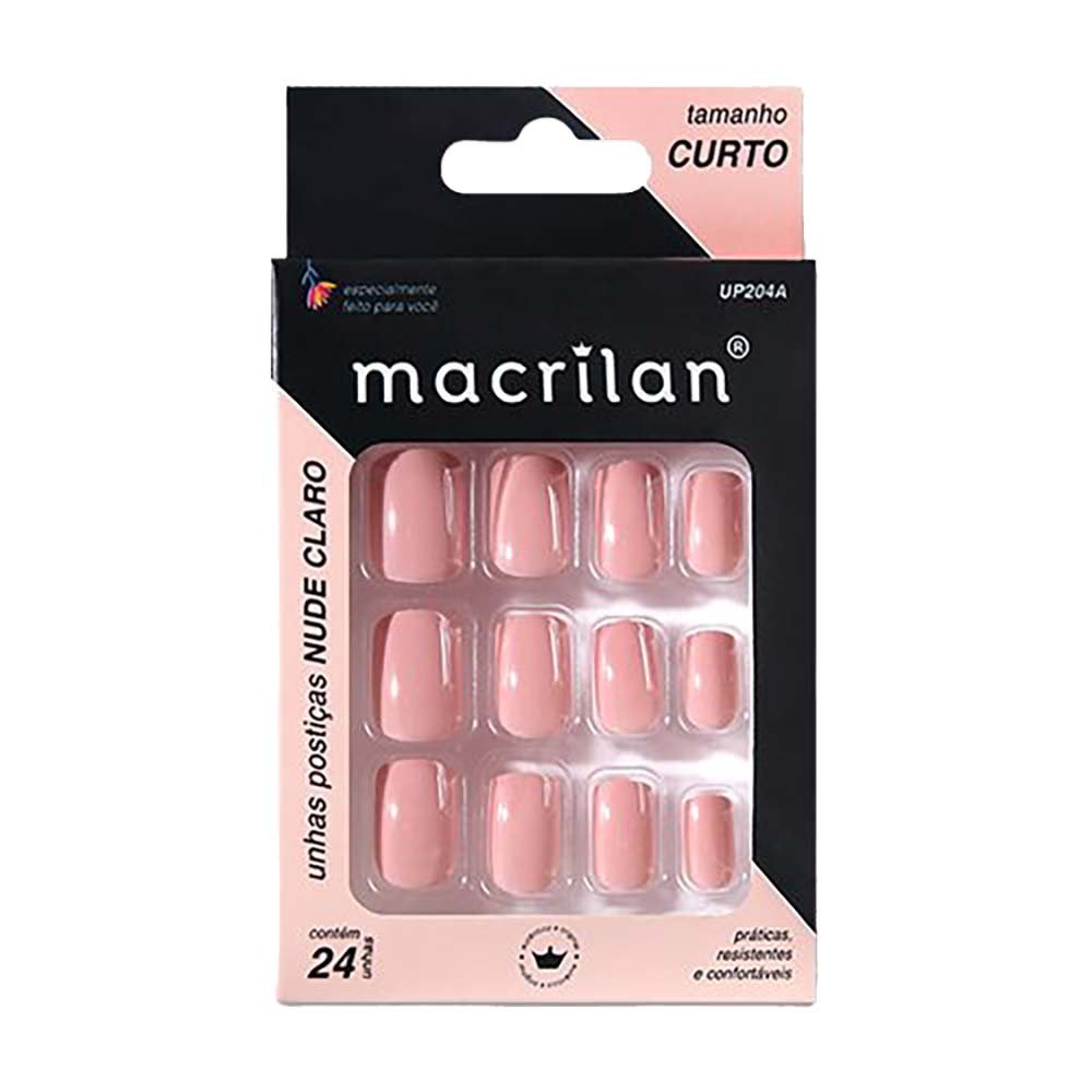 Unhas Postiças Macrilan Tamanho Curto Nude Claro - UP204A 1