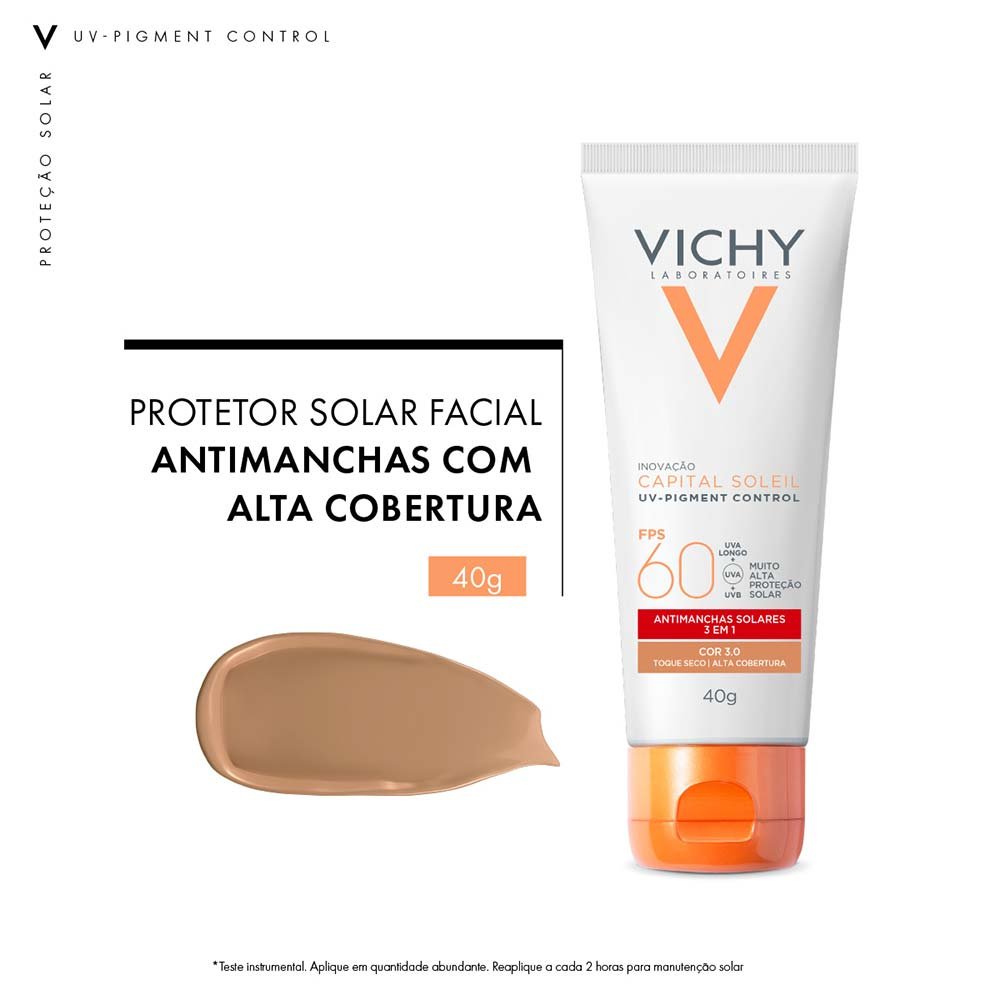 Protetor Solar Facial com Cor Vichy Capital Soleil - UV Pigment Control FPS60 ÚNICO 8