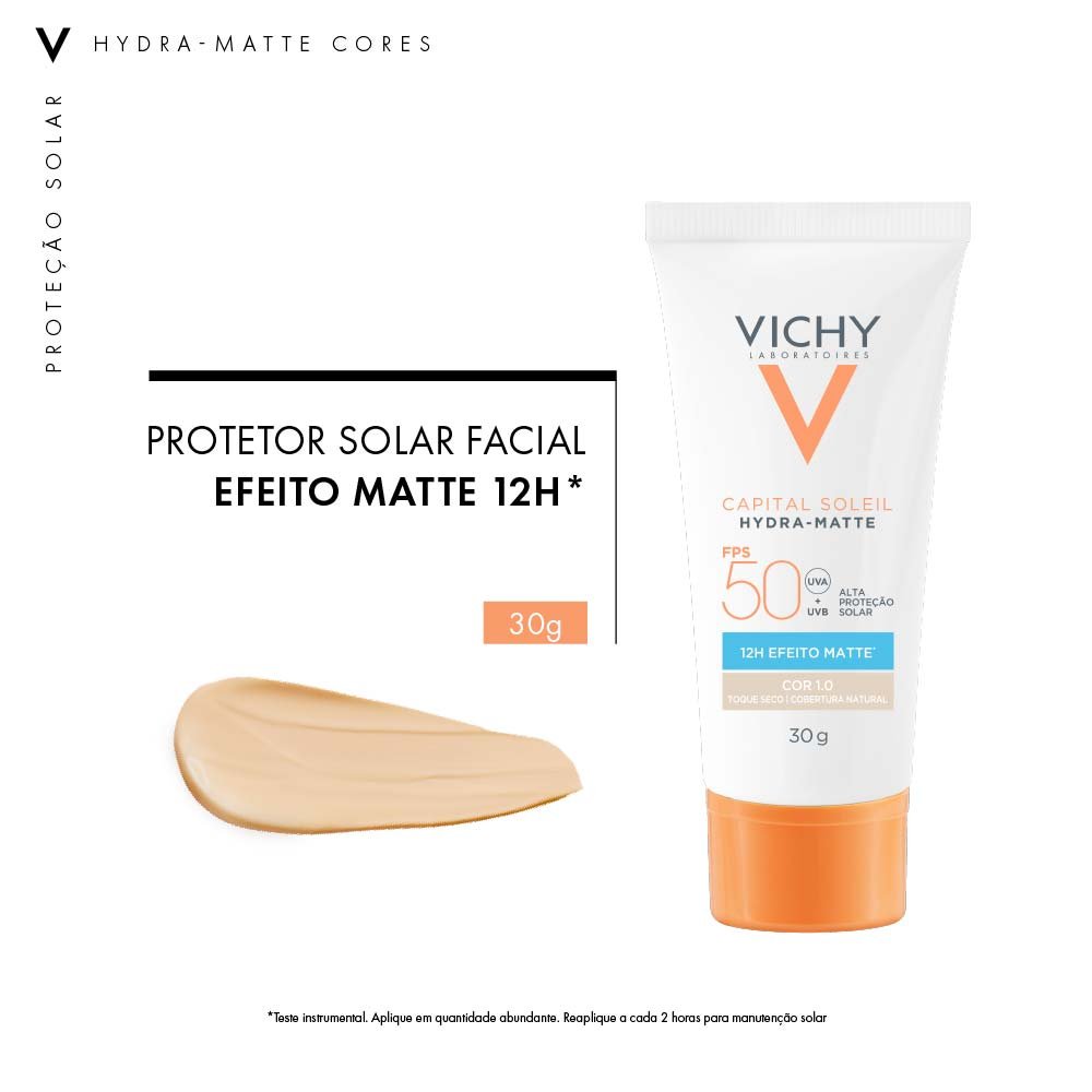 Protetor Solar Facial com Cor Vichy - Hydra-Matte FPS50 ÚNICO 4