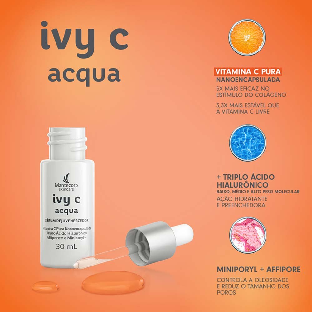 Rejuvenescedor Facial Mantecorp Skincare - Ivy C Acqua 30ml 4