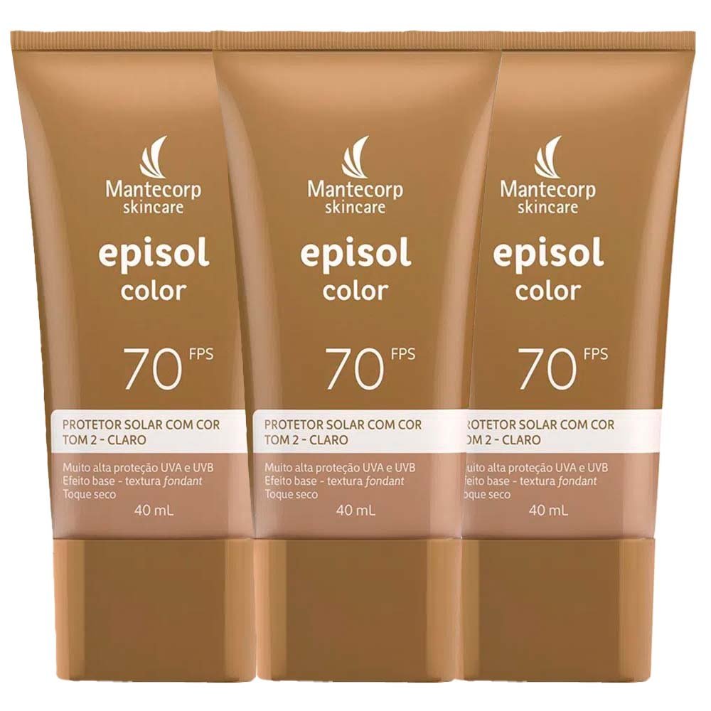 Mantecorp Skincare Episol Kit com 3 Unidades – Protetor Solar com Cor FPS70 – Clara 40ml Claro 1