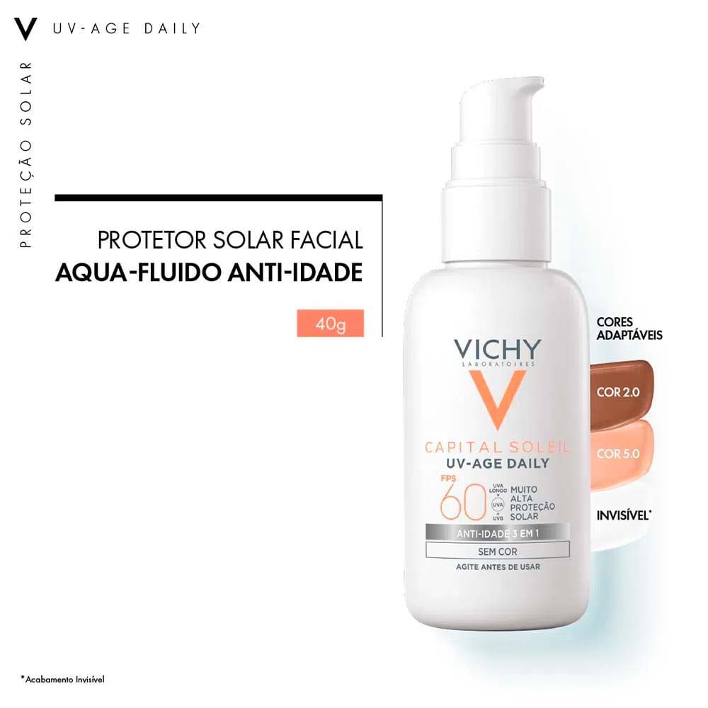 Vichy UV-Age Daily Kit com 2 Unidades – Protetor Solar Facial FPS60 ÚNICO 2