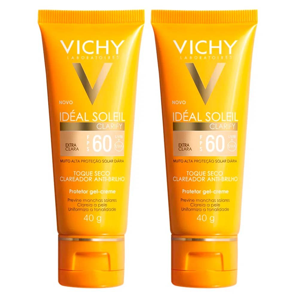 Vichy Idéal Soleil Clarify Kit com 2 Unidades – Protetor Solar Facial com Cor FPS60 – Extra Clara Extra Clara 1