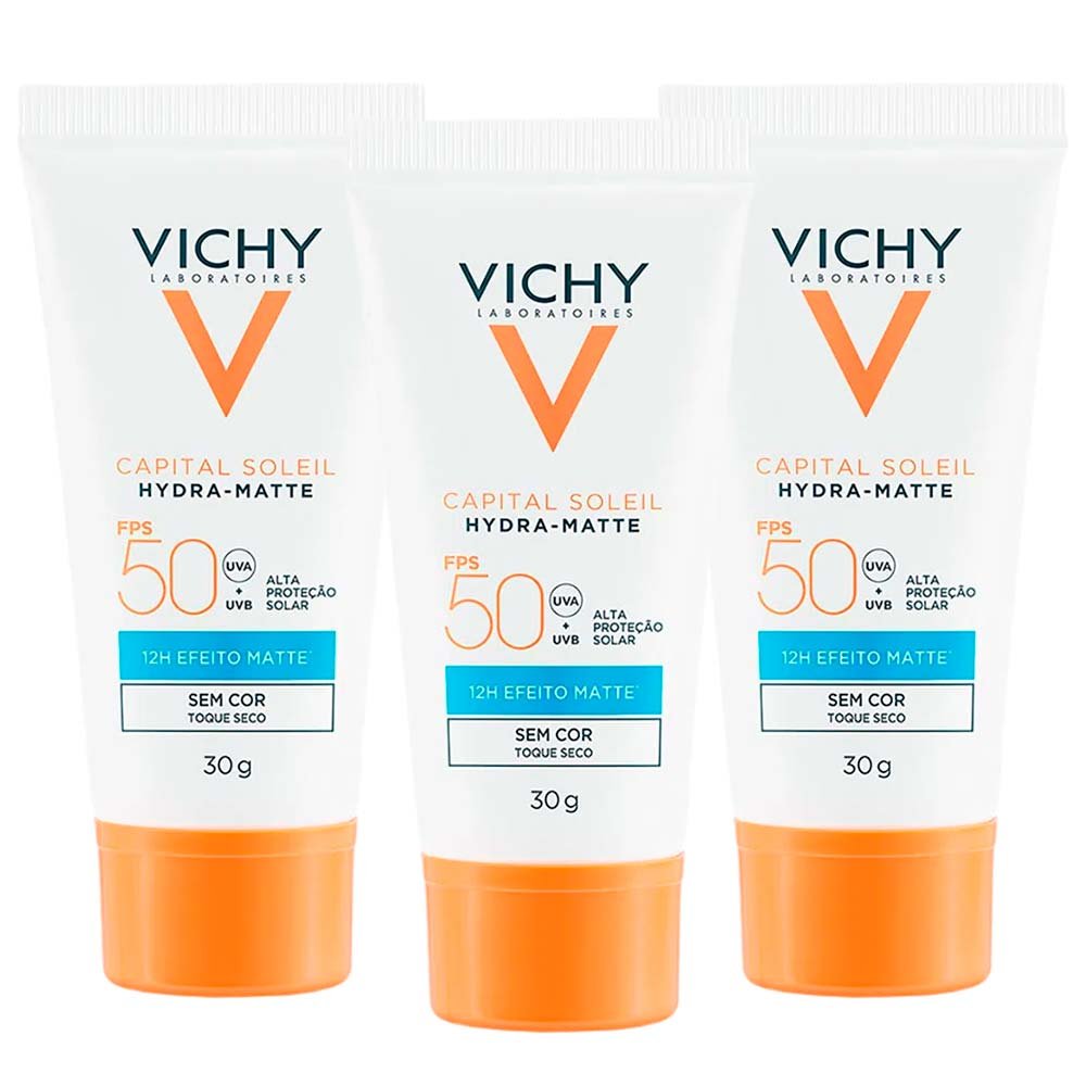 Vichy Hydra Matte Kit com 3 Unidades – Protetor Solar Facial FPS50 ÚNICO 1