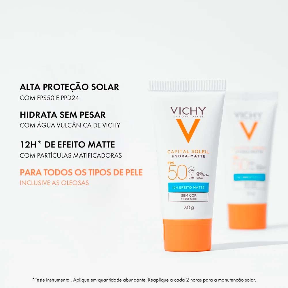 Vichy Hydra Matte Kit com 3 Unidades – Protetor Solar Facial FPS50 ÚNICO 3