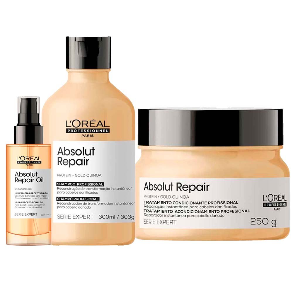 L'Oréal Professionnel Absolut Repair Kit Shampo + Máscara + Óleo ÚNICO 1