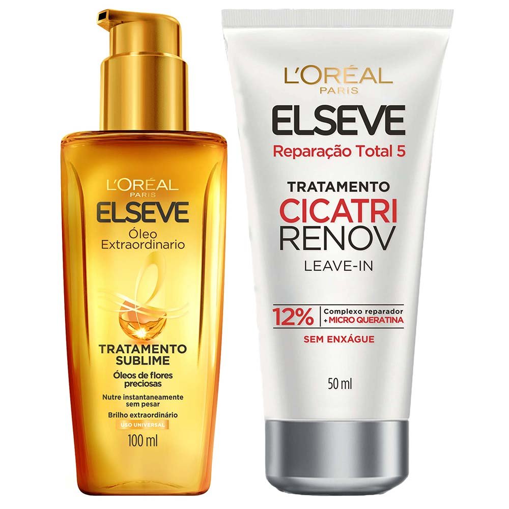 Elseve Kit - Óleo Extraordinário + Cicatri Renov Leave-In ÚNICO 1