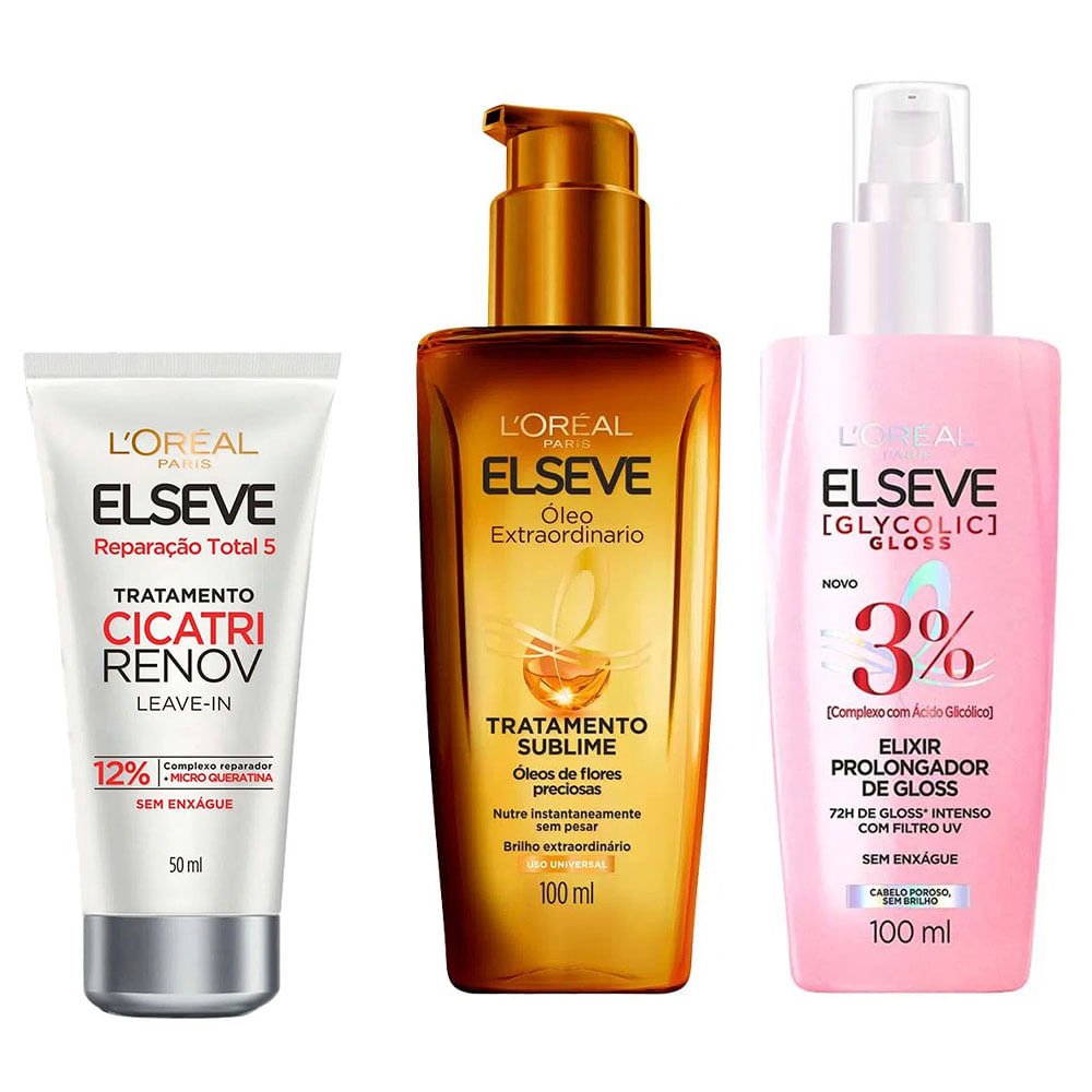 Elseve Kit – Sérum + Óleo Extraordinário + Leave-in de Tratamento ÚNICO