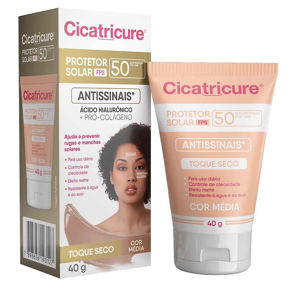 Protetor Solar Facial com Cor Cicatricure Antissinais FPS50 1